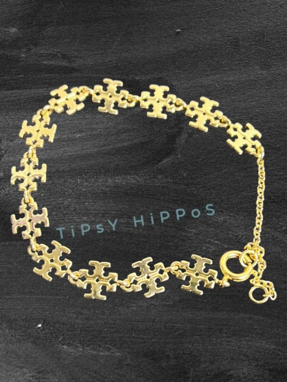 NEW!!!  Tory Burch Gold Kira Logo Clain Bracelet!